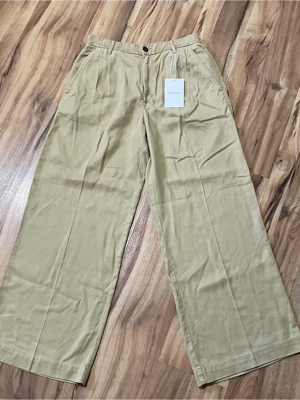 NWT Everlane The Trouser In Buttersoft 100% Tencel Wide Leg Pants Tan Sz 6